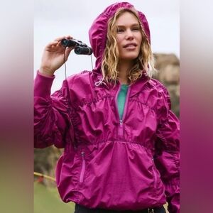 Free People FP Movement Happy Camper Pullover Misty Plum Windbreaker Jacket